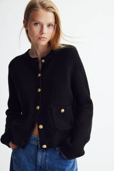 Knitted cardigan with elastic band - 1