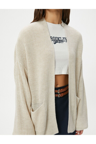 Knitted Cardigan with Long Sleeves, Pockets, Hip Length and Relaxed Fit - 11