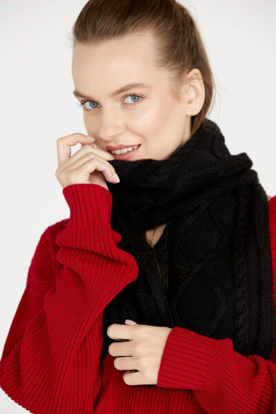 Knitted Scarf - Black - 3