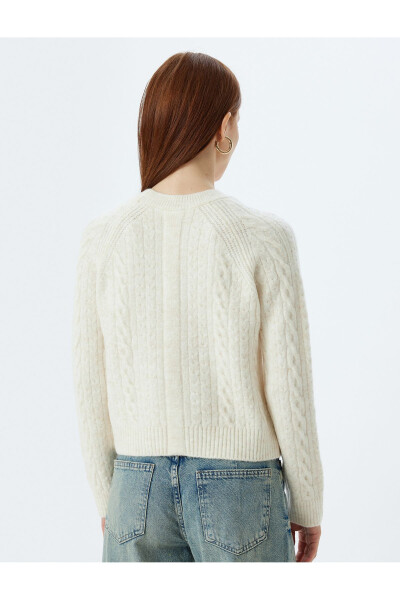 Knitted Sweater with Braided Texture Long Sleeve Crew Neck - 10