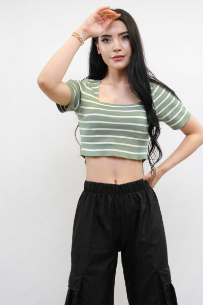 Knitwear Crop Striped Mint - 1