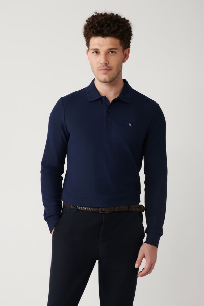 Ko‘k rangli Slim Fit Polo yoqali ko‘ylagi - 1