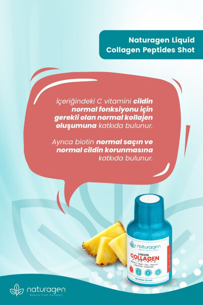 Kolajen Ananas Aromalı Likit Collagen Shot 60 ml X12 Adet Şişe Tip 1 & Tip 3 Hidrolize Sıvı Collagen - 3