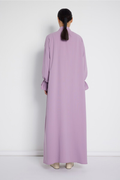 Kolu Lastik Detaylı Abaya Lila - 4