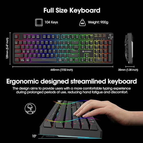 KOORUI Wired Gaming Keyboards with Blue Switch, Hot-Swap Mechanical Keyboard with Volume Knob, 26 RGB Backlit Light Up keyboard, Full Keys Anti-Ghosting, Dual Color Injection Molded Keycaps for Win/Mac - 6