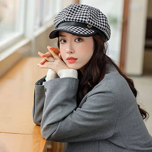 KORIXINE Womens Newsboy Cap French Fashion Hats Summer Cabbie Baker Boy Hat for Fall Beret Cap - 2