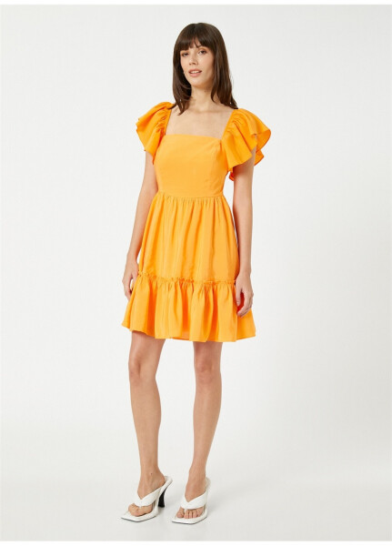 Koton Crew Neck Plain Orange Above Knee Women's Dress 3SAK80003EW - 9