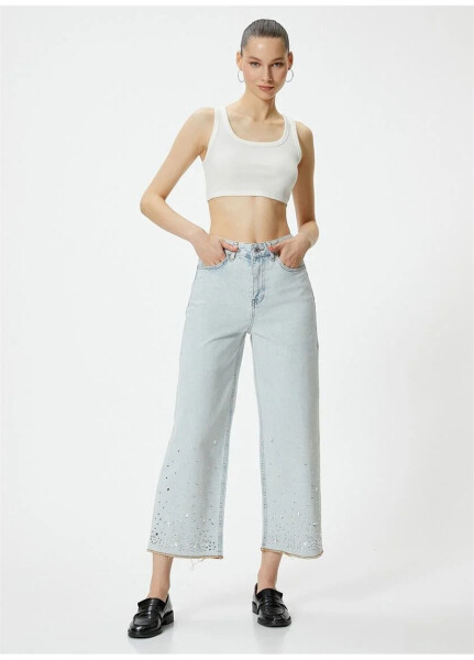 Koton High Waist Bootcut Relaxed Light Blue Women's Denim Pants - 5