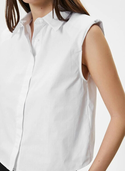 Koton Relaxed Shirt Collar Broken White Women's Shirt - 4