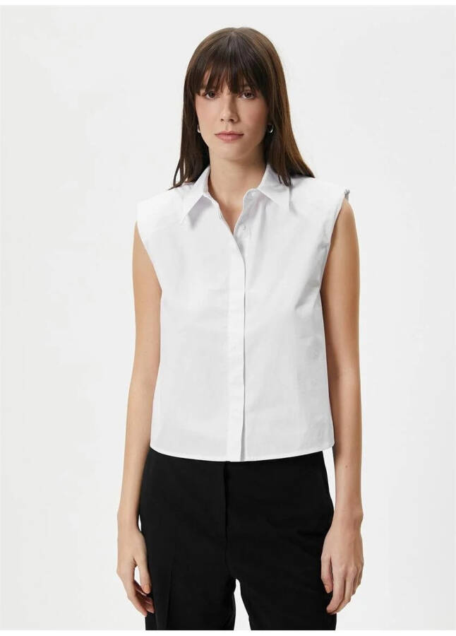 Koton Relaxed Shirt Collar Broken White Women's Shirt - 8