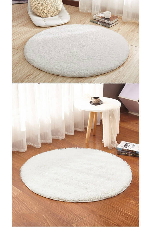 Коврик Surprise Home Textile круглый белый плюшевый моющийся - 12