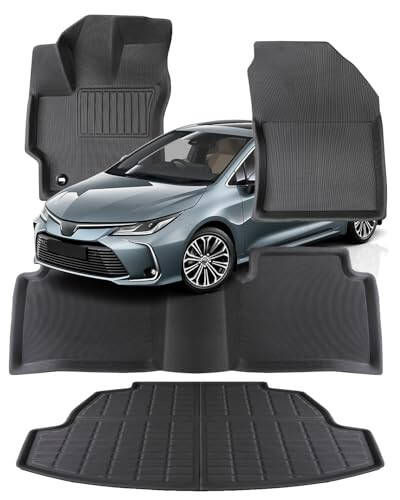 Коврики для Toyota Corolla 2024 2023 2022 2021 2020 (включая гибрид) от DrCarNow, индивидуальная подгонка 2 ряда с подкладкой для багажника, всепогодные напольные коврики для аксессуаров Corolla Sedan 2020-2024 (не для хэтчбека) - 2