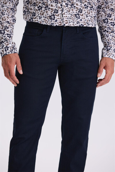 Koyu Lacivert Slim Fit Pamuklu Düz Jean Kot Pantolon - 3