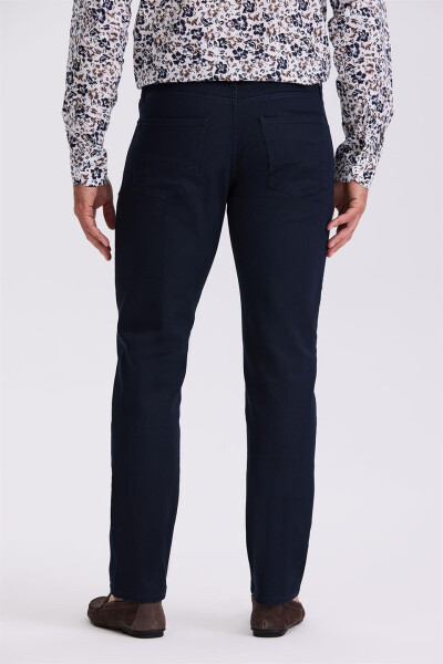 Koyu Lacivert Slim Fit Pamuklu Düz Jean Kot Pantolon - 4