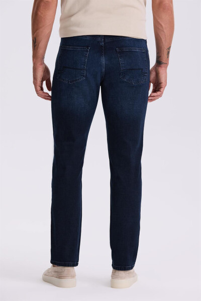 Koyu Lacivert Slim Fit Yıkamalı Dar Kesim Pamuklu Jean Kot Pantolon - 8