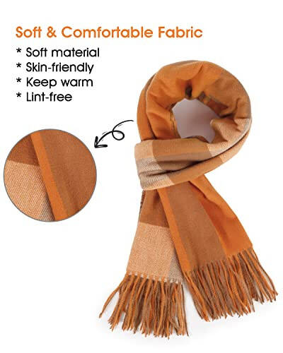 Kozinu Women's Winter Scarf Large Warm Shawl Classic Tassel Plaid Oversized Scarves Thick Wraps - 2