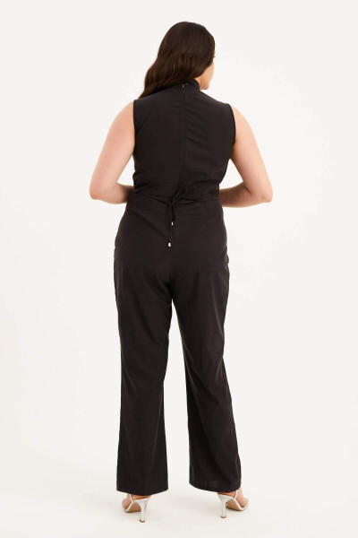 Kruvaze Yaka Burmalar Detaliga Jumpsuit - 5