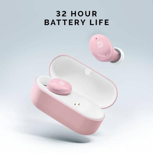 Küçük Kulaklar İçin Tempo 30 Pembe Kablosuz Kulaklık, Premium Ses Kalitesiyle, Rahat Bluetooth Kulaklık, Kadınlar ve Erkekler İçin, Küçük Kulak Kanalları İçin Mikrofonlu Kulaklık, Ter Proof, Uzun Pil Ömrü, Güçlü Bas - 6