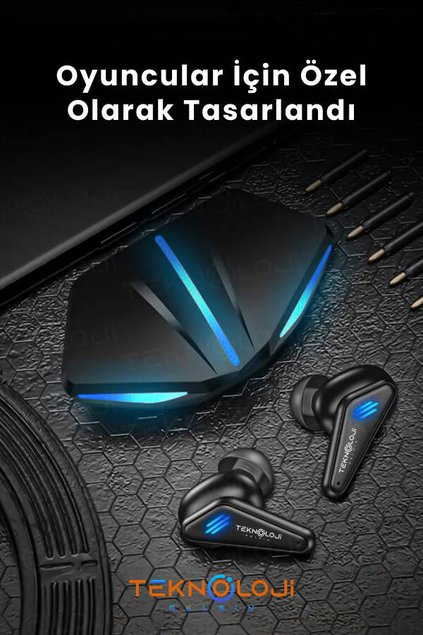 Kulaklık Bluetooth Kablosuz Oyuncu Kulak İçi Mikrofonlu - 5