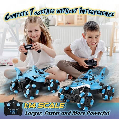 KULARIWORLD Remote Control Shark Monster Truck All-Terrain Toy Remote Control Car Vehicle, 2.4 GHz, 1:14 Scale, Off Road Rechargeable RC Car Kids Toys for Boys and Girls Ages 6 and up - 5