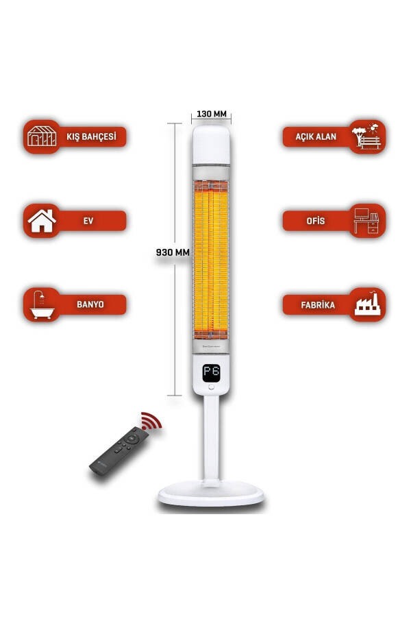 Kule Tipi Elektrikli Isıtıcı Smart-fr Akıllı Karbon Infrared Su Geçirmez Ip55 2500w - 8