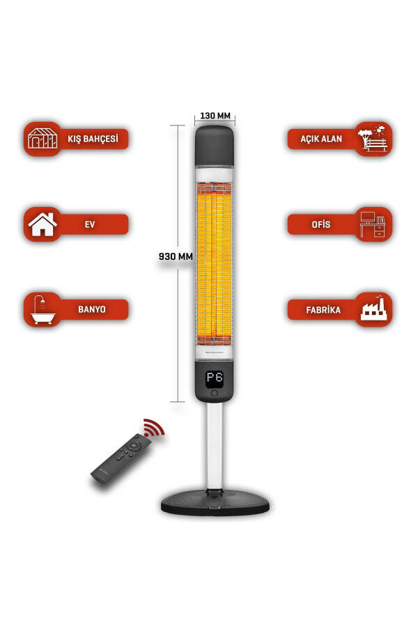 Kule Tipi Elektrikli Isıtıcı Smart-fr Black Akıllı Karbon Infrared Su Geçirmez Ip55 2500w - 7