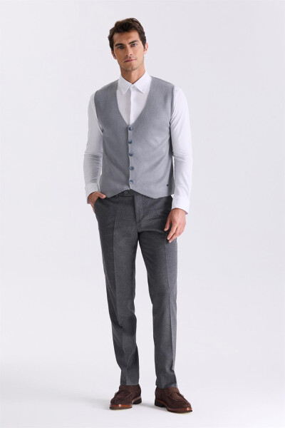 Kulrang Slim Fit Tugmachali Triko Jilet - 2