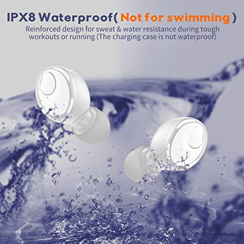 Kurdele Bluetooth Earbuds, S8 pro Wireless Earbuds 48H Playtime Call Noise Cancelling IPX8 Waterproof Ear Buds Deep Bass Earphones with Microphone in-Ear Stereo Headphones for Work, Sport, Running - 5