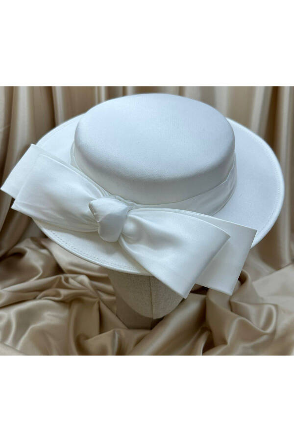 Kurdele Detaylı Saten Nikah Kepi - 2