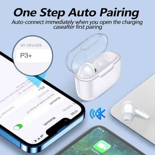 Kurdene Wireless Ear Buds, Earbuds Bluetooth 5.3 Headphones, HiFi Stereo Sound Waterproof in-Ear Earphones with Noise Cancelling Mic for iPhone/Samsung/Android Sports Workout-White - 9