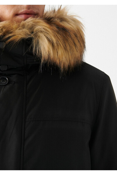 Kürklü Siyah Parka, Normal Kesim (010464-900) - 5