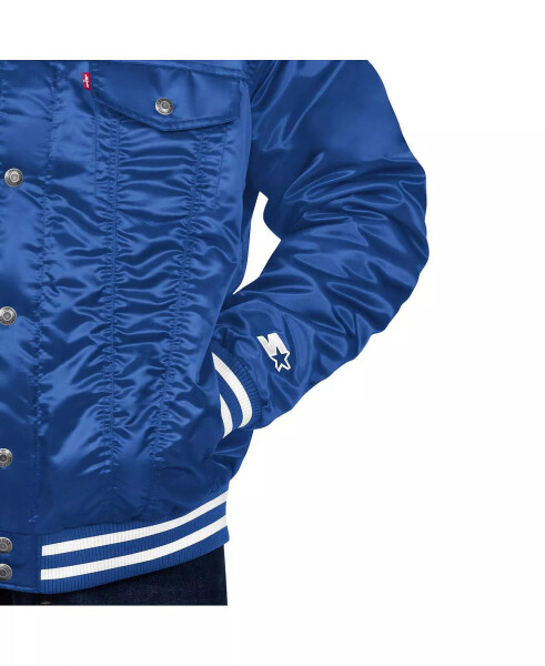 Куртка-бомбер Starter x Men's Royal Toronto Blue Jays Silver Tab Satin Full-Snap Trucker Jacket Royal - 3