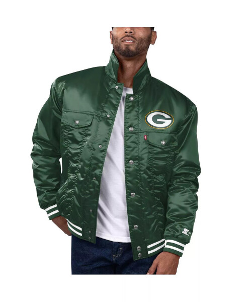 Куртка Levi's x Starter для мужчин Green Bay Packers Silver Tab Trucker с полной застежкой-молнией зеленого цвета - 1