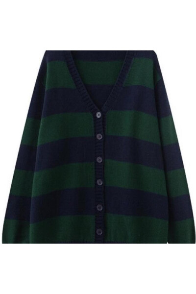 Küt Küt Green Black Striped Oversized Zippered Cardigan - 4