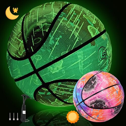 KUYOTQ Meteor Shower Glow in The Dark Basketball Official Size 7 (29.5