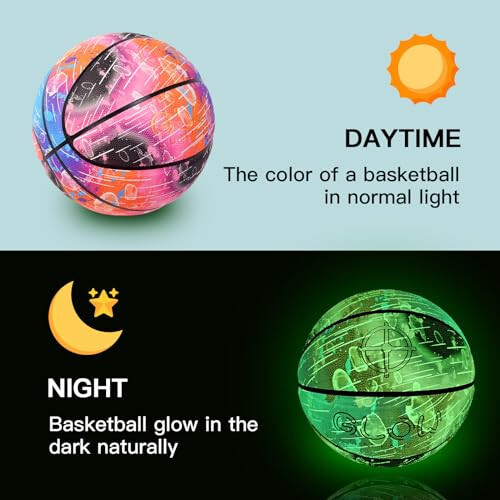 KUYOTQ Meteor Shower Glow in The Dark Basketball Official Size 7 (29.5