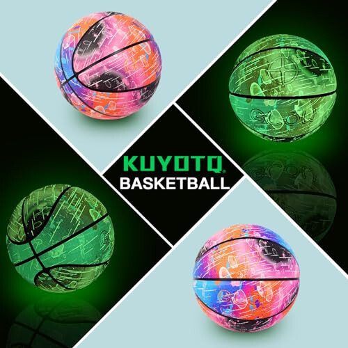 KUYOTQ Meteor Shower Glow in The Dark Basketball Official Size 7 (29.5