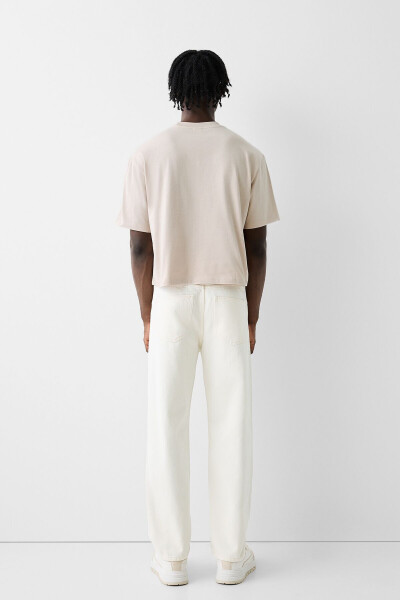 Kvadrat kesilgan qisqa yengli crop t-shirt - 3