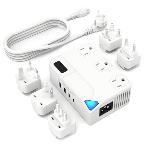 KWK Voltage Converter Us to Europe and Power Converter Combo, 2300w 220v to 110v Universal Travel Adapter, Travel Converter for Hair Dryer, 4 Plug Powe Adapter, Step Down Converter for UK Italy,â€¦ - 1