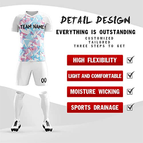 KXK Custom Soccer Jerseys Shorts Personalized Printed Name Number Logo, V-Neck Short Sleeve Uniform for Men/Women/Boy - 2