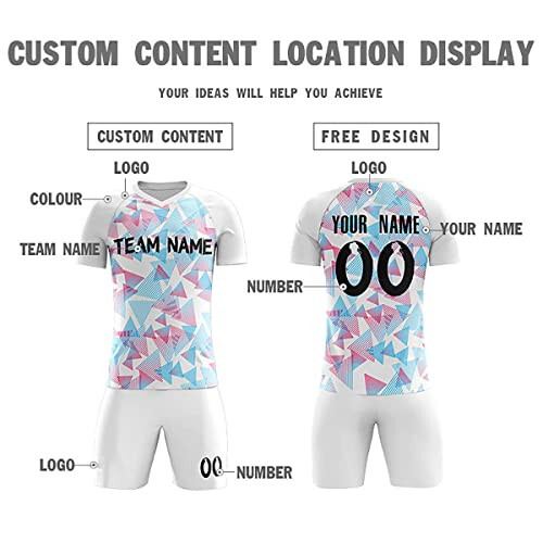 KXK Custom Soccer Jerseys Shorts Personalized Printed Name Number Logo, V-Neck Short Sleeve Uniform for Men/Women/Boy - 3