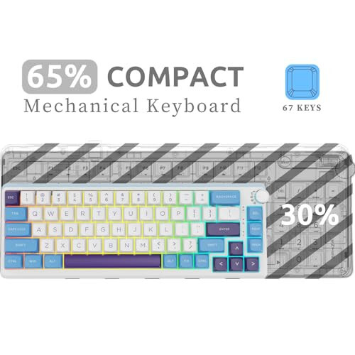 KZZI Hot Swappable Custom RGB Backlit Mechanical Keyboard, BT/2.4G/USB-C Multi-Device Bluetooth Wireless Keyboard,Portable Easy-Switch for Windows, macOS, iPadOS, Android (Blue) - 9