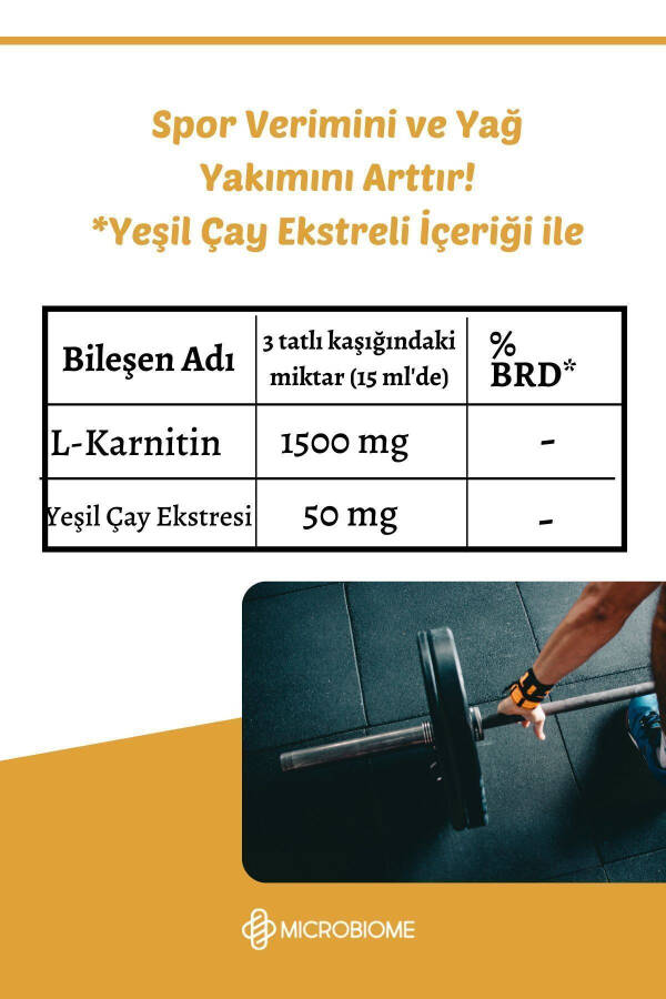 L-Karnitin Sıvı 1500 Mg 480 Ml - Yeşil Çay Ekstreli - 3