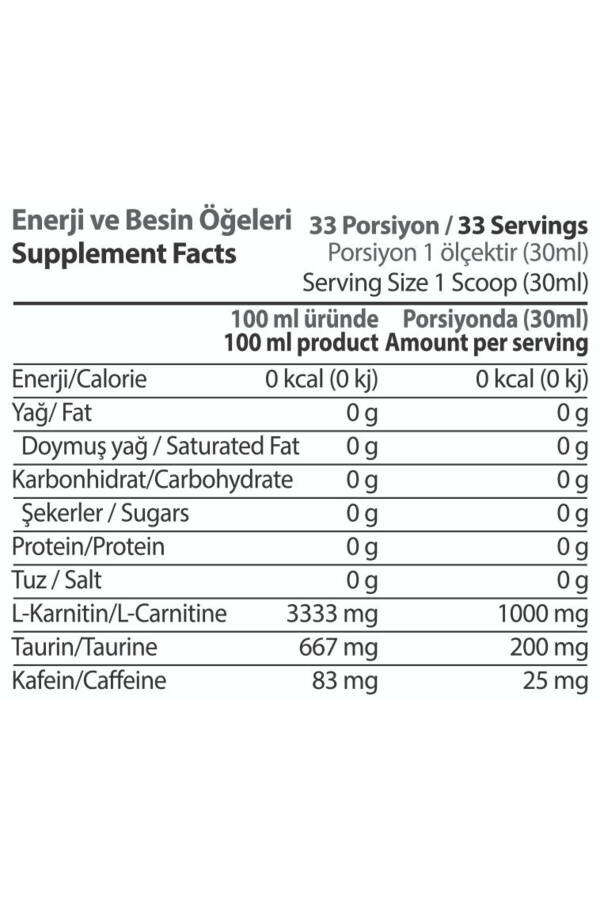 L-karnitin Sıvı Limon Aromalı 1000 ml - 2