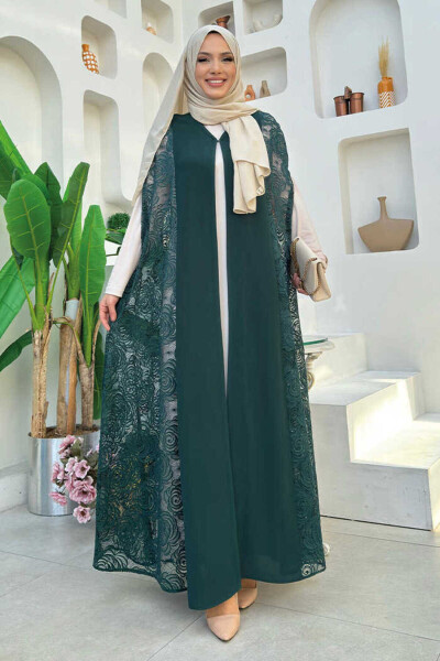 Lace Abaya 7884 Emerald - 1