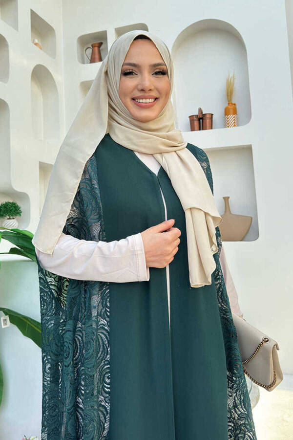 Lace Abaya 7884 Emerald - 4