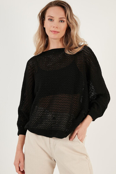 Lace Batwing Sleeve Boat Neck Sweater 6071571 - 7