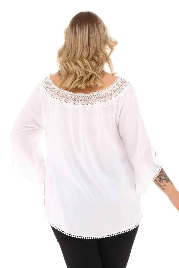 Lace Collar Plus Size Blouse White - 10