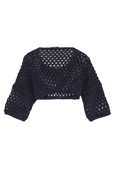 Lace Crop Knit Navy - 1