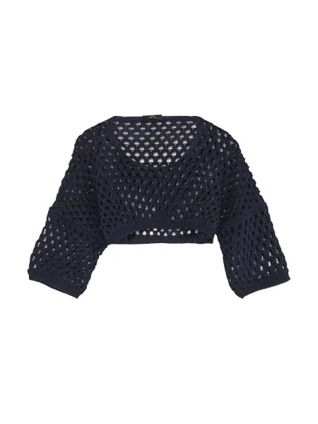 Lace Crop Knit Navy - 2